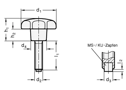 STERNGRIFFSCHRAUBE MIT KUNSTSTOFFZAPFEN von Otto Ganter Herstellernummer: 6336.10-50-M10-30-KU Wochenendangebot