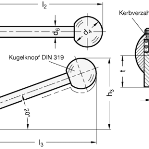 Versand Am Gleichen Tag VERSTELLB.KUGELGRIFF, GERADE von Otto Ganter Herstellernummer: 6337.3-20-M8-M