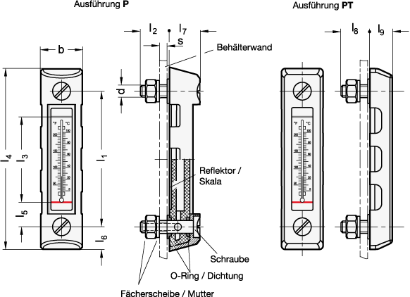 Mengenrabatt ÖLSTANDSANZEIGER MIT THERMOMETER von Otto Ganter Herstellernummer: 650.2-76-B-PT