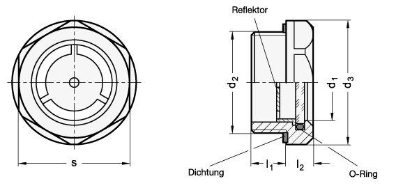 Direktkauf ÖLSCHAUGLAS AUS ALUMINIUM, MIT NATURGLAS von Otto Ganter Herstellernummer: 743-18-M26X1,5-B