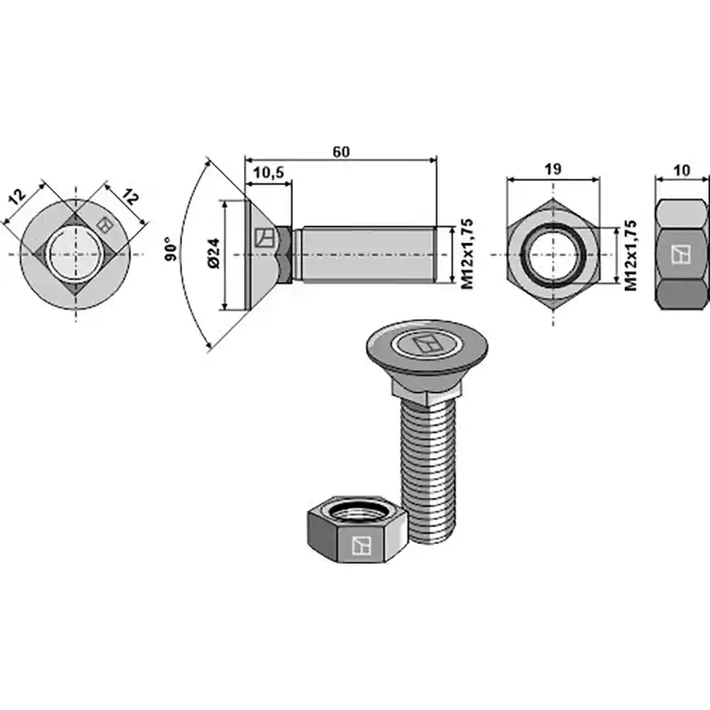 Angebot Pflugschraube DIN 608 mit Sechskantmutter (1260812)