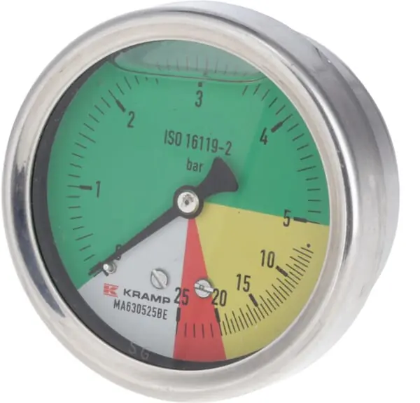 Manometer Ø63mm 0-5-20-25 1/4" BSP Anschluss rückseitig (MA630525BE) Heute Kaufen
