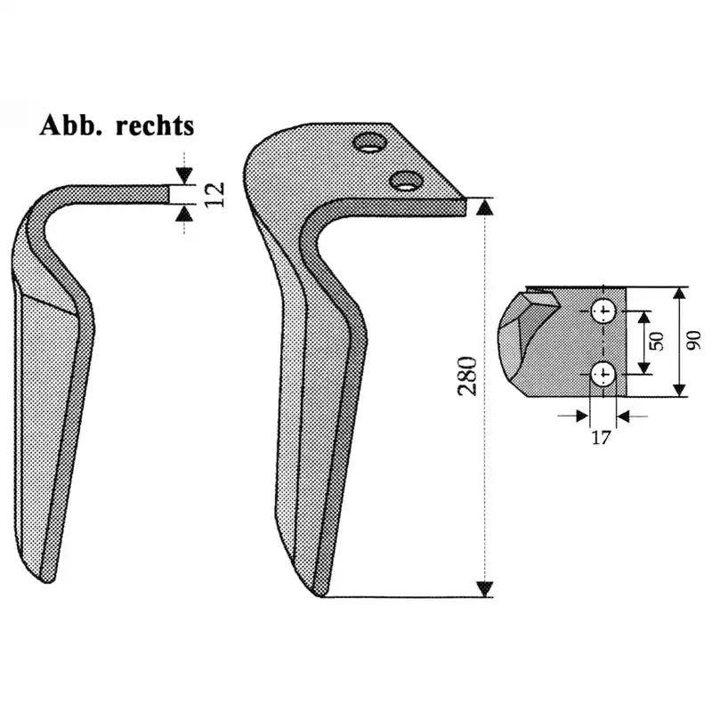 Handgefertigt Kreiseleggenzinke links, 90x12mm