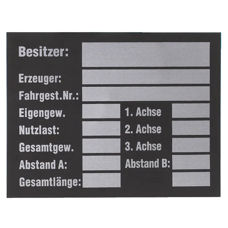 Original Typenschild-Klebefolie für 3-achsige Fahrzeuge