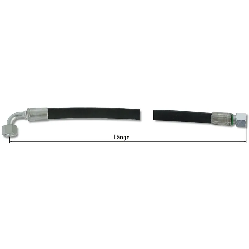 Einbaufertiger Hydraulikschlauch Nennweite DN10, 1 Anschluss gerade, 1 Anschluss 90° gebogen Kostenloser Versand