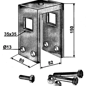 Halter zu Spurlockererzinke für Rahmen 80x80mm Kostenfreie Lieferung