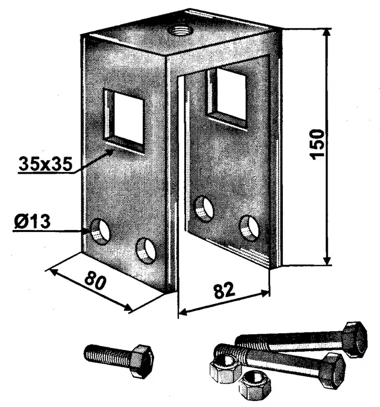 Halter zu Spurlockererzinke für Rahmen 80x80mm Kostenfreie Lieferung