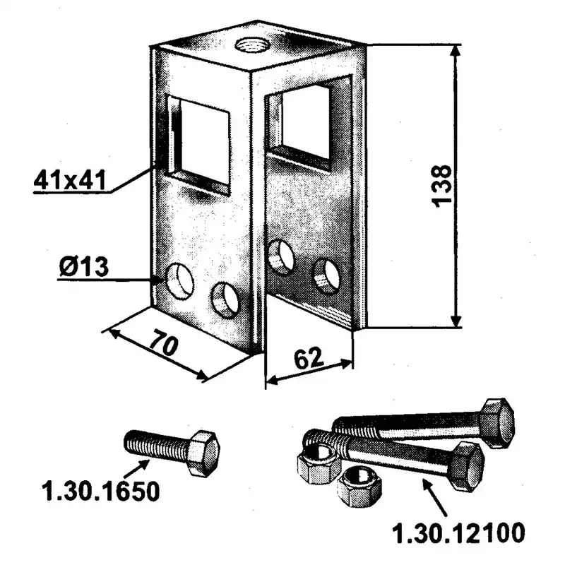 Halter zu Spurlockererzinke für Rahmen 60x60mm Markenware