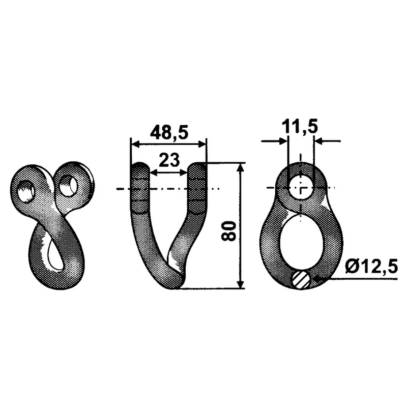 Nur Für Kurze Zeit Schäkel gedreht 80x48,5mm, Ø 11mm