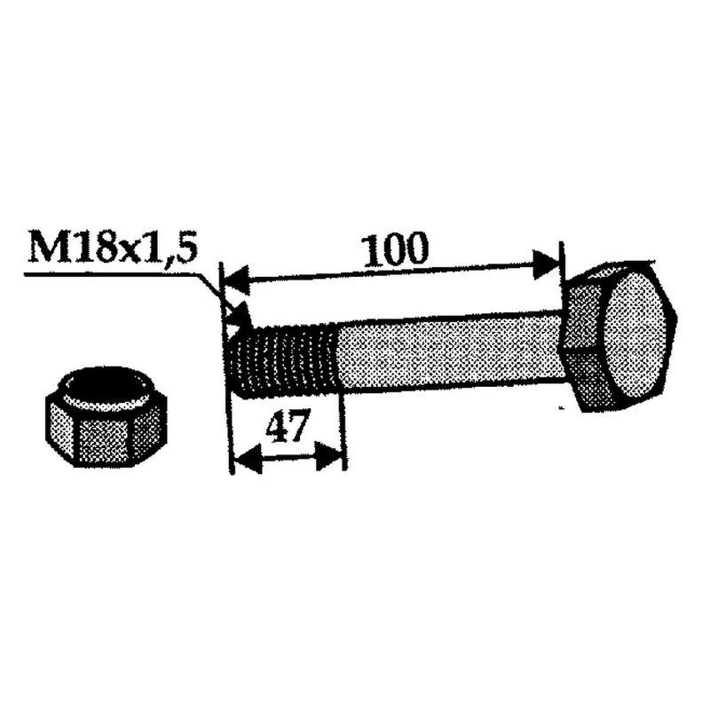 Schraube M18x1,5x100mm 10.9 mit Mutter Heute Kaufen