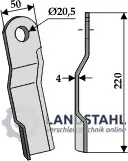 Neuheit Messer 220x50mm, links