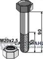 Sale Schraube mit Sicherungsmutter - M20 x 2,5 - 8.8