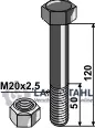 Schraube mit Sicherungsmutter - M20 x 2,5 - 10.9 Super-Preis